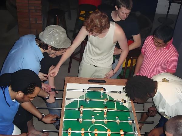 A table soccer setup boosts the vibe in bars