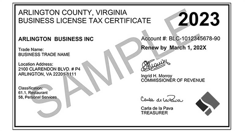 Arlington Business License Example