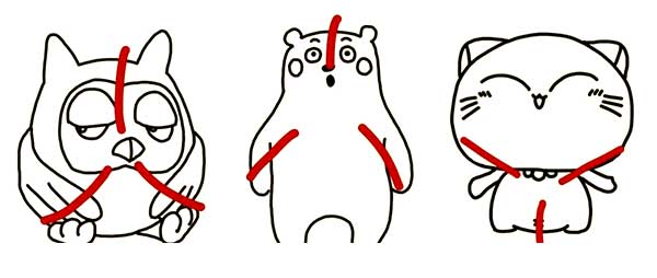 Find the balance point of each plush’s shape